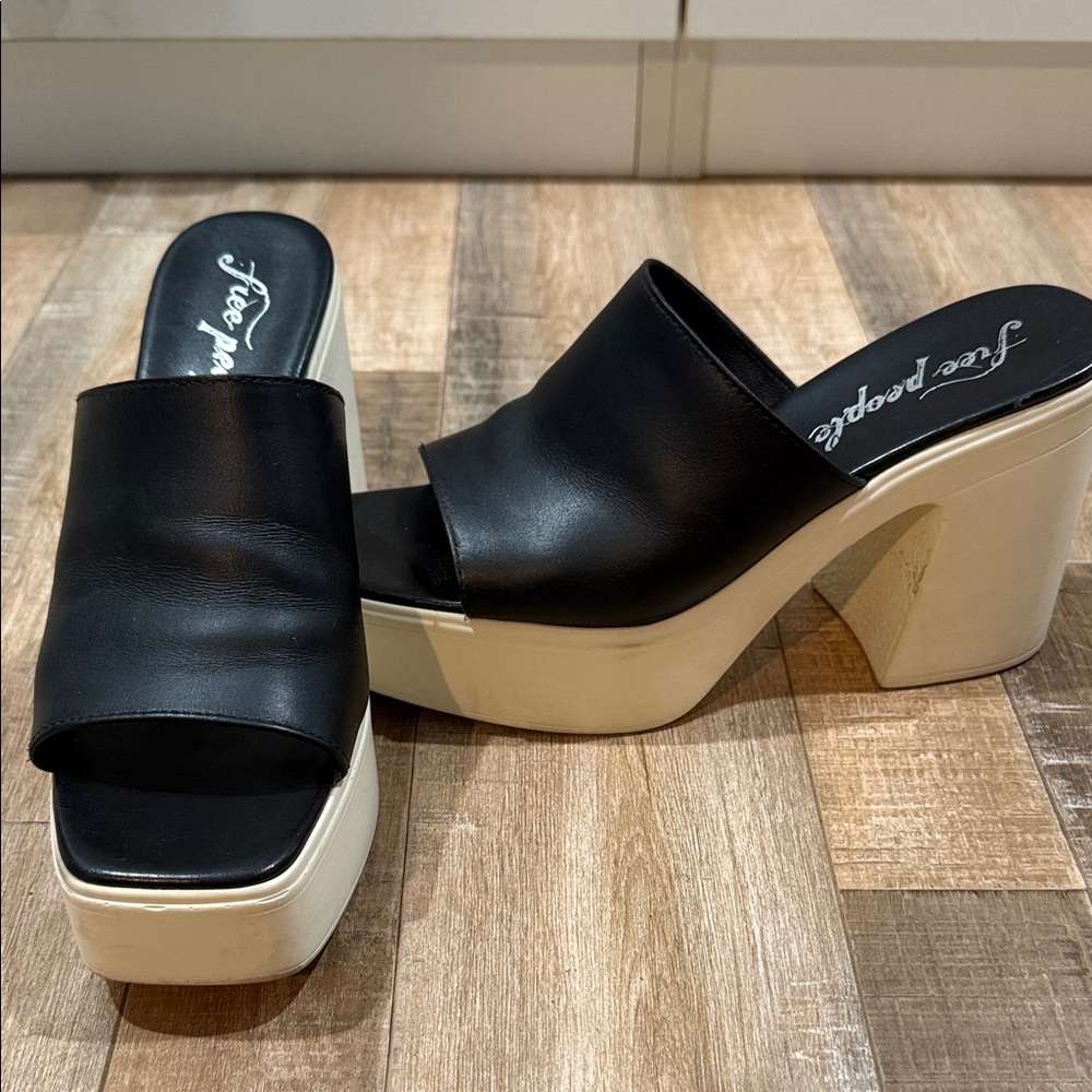 Free People Black and Cream Platform Shoes